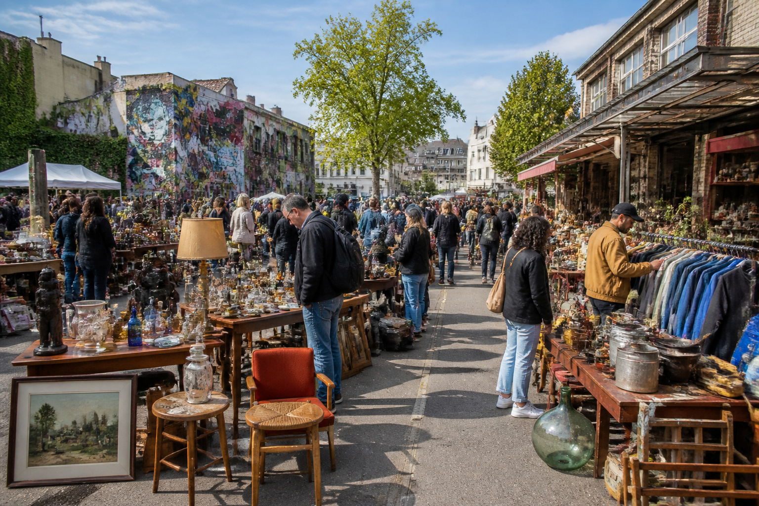 Marche aux puces urbain anime